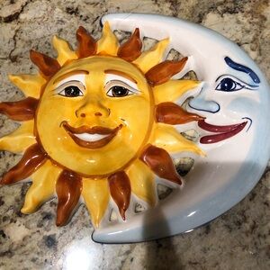 Sun and Moon Ceramic Wall Decor Italian Hand Painted